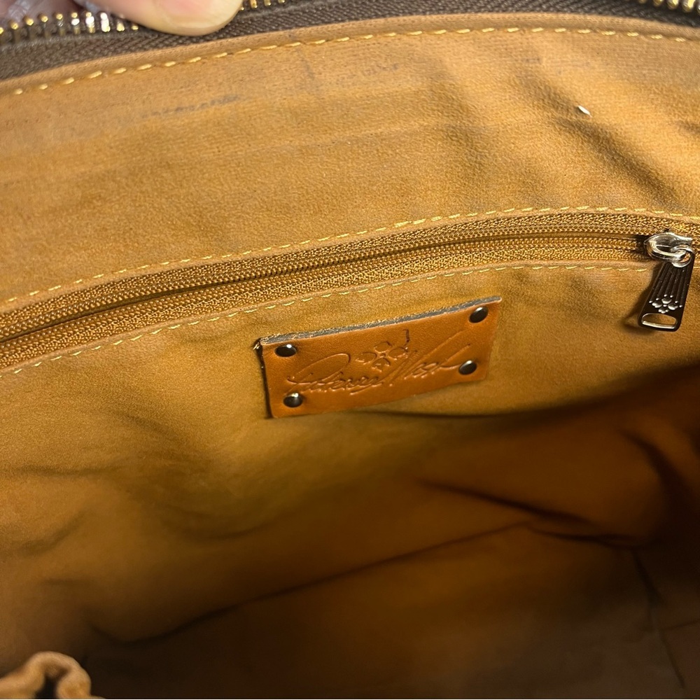 Patricia Nash Aveley Safflower Purple floral embossed leather crossbody bag - Picture 14 of 16